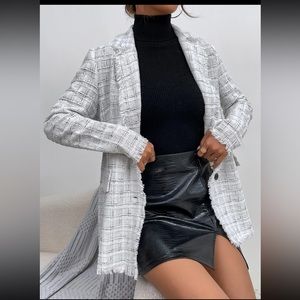 Plaid Pattern Raw Trim Overcoat
